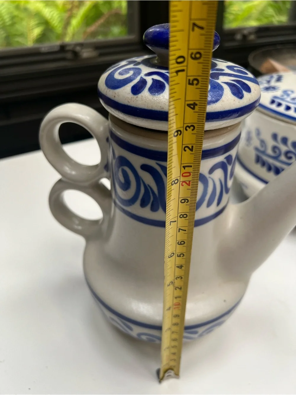 Vintage Mexican Stoneware Coffee Set Hand-Painted Cobalt Blue, Estado de Mexico